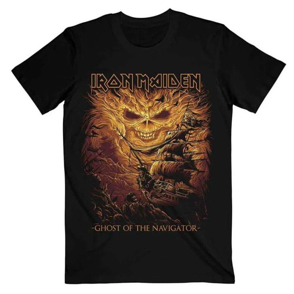 Iron Maiden Ghost Of The Navigator Graphic Band T-Shirt Vintage Metal Tee 98